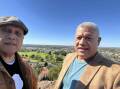 Former Uniting Church Griffith parish minister Iafeta Tukutama pictured with fellow reverend and friend Alimoni Taumoepeau at Scenic Hill last week. Picture supplied