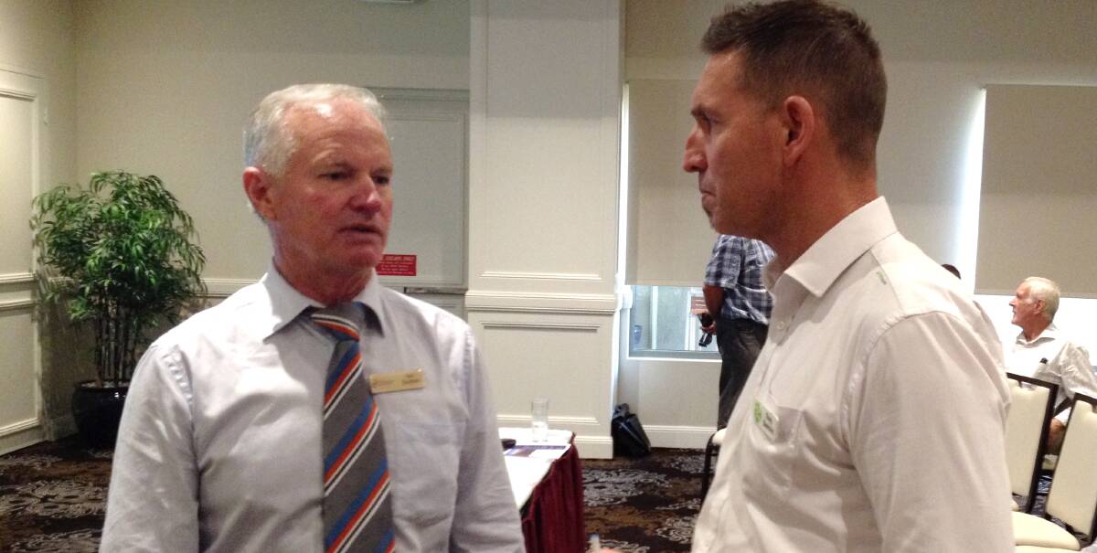 PRODUCTIVE: Council's director of sustainable development Neil Southorn talks to real estate agent Tony Santolin during the recent building and planning forum. Picture: Supplied