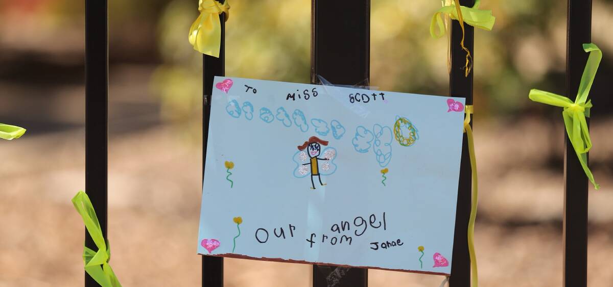 OUR ANGEL: A message left on the fence of Leeton High School for Stephanie Scott.
