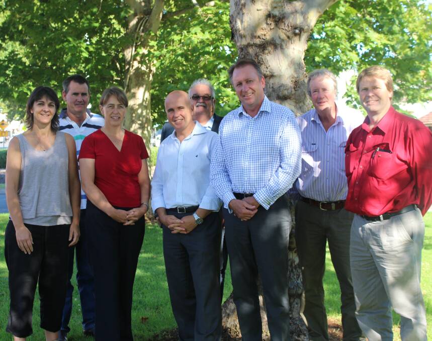 A SHARED VIEW: NSW Minister for Natural Resources Kevin Humphries and Adrian Piccoli meet with irrigators.