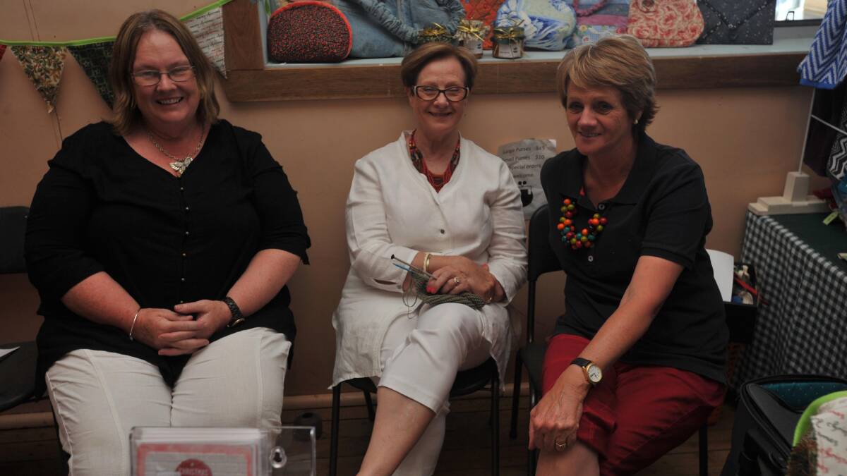 Sue Clark, Helen Welsh and Judith McGrath enjoy a chat.