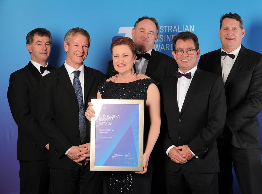 PROUD MOMENT: Kate O'Callaghan from Southern Cotton accepts the award. Picture: Supplied