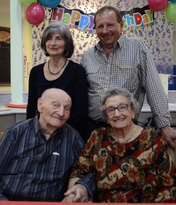 CELEBRATION: Giuliano Zanatta celebrates his 102nd birthday with his wife of more than seven decades, Elsa and their children Renee Johnston and Ray Zanatta.