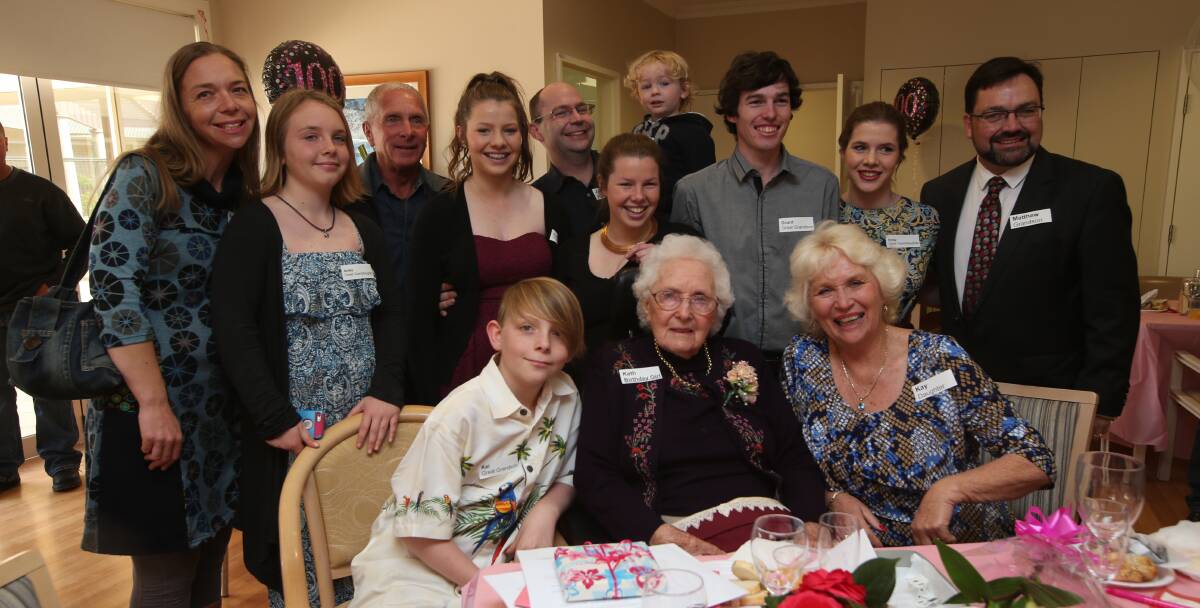 CELEBRATION: Kathleen Stevens celebrates the milestone of 100 years of life surrounded by her family and friends. Picture: Anthony Stipo.