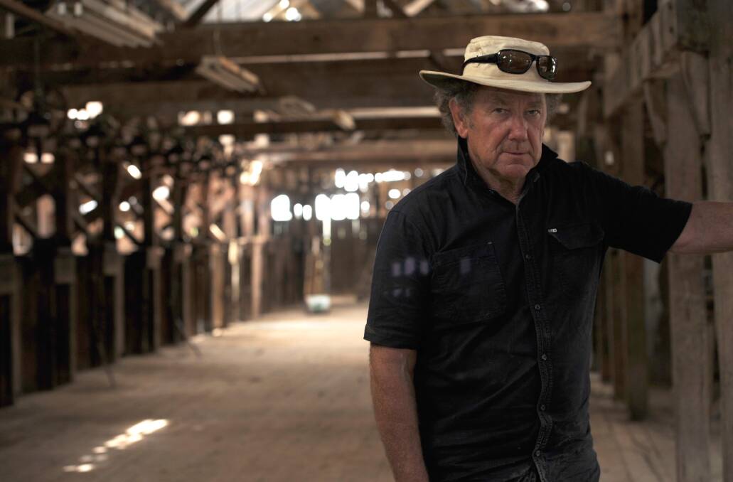 ICON: Graeme Nalder in the iconic Toganmain woolshed, which is in desperate need of repairs. PHOTO: Hannah Higgins.