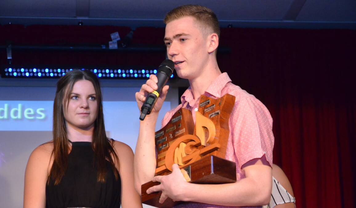 THRILLED: 17 year old Max Jones is awarded the Griffith young musician of the year award on Wednesday night. Picture: Supplied.