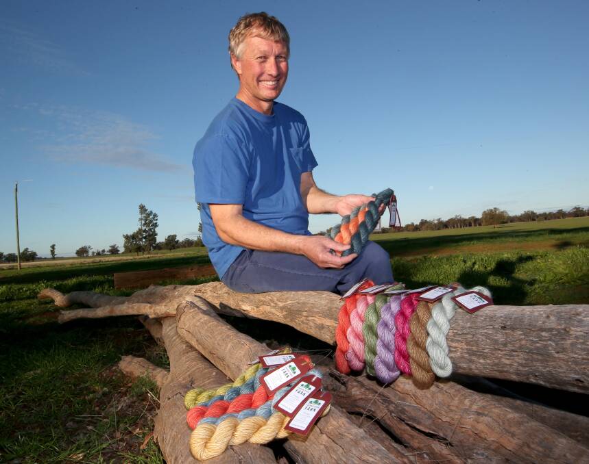 SPUN OUT: Keith Cowan shows off his finished product at his farm near Weethalle. Picture: Anthony Stipo.