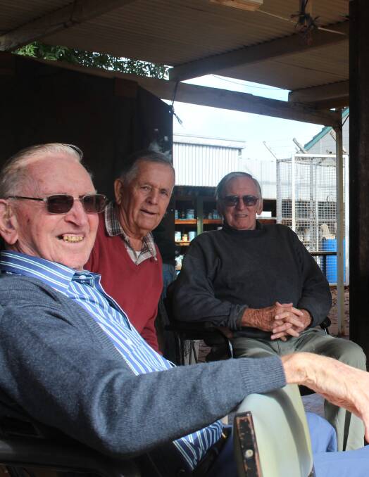 MEN'S SHED: Reg Fallon, Jack Vearing and Barry Johnstone on Wednesday. 