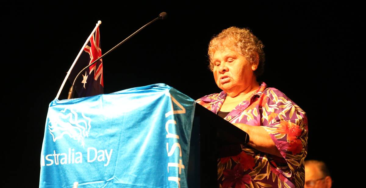 POIGNANT: Aunty Gloria Goolagong OAM gives an inspiring Welcome to Country at the official Australia Day ceremony.