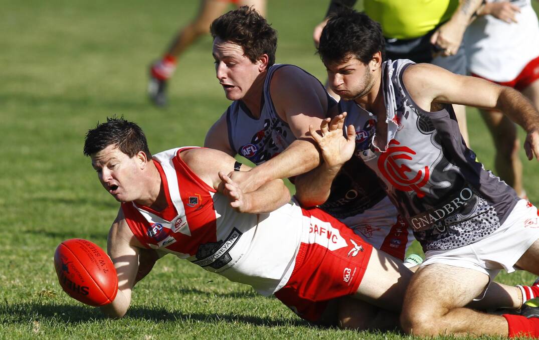 CLUB CHAMPION: Experienced Griffith midfielder Mick Duncan is enjoying the Swans' winning streak as they prepare to host Collingullie-Glenfield Park on Saturday. Picture: Les Smith