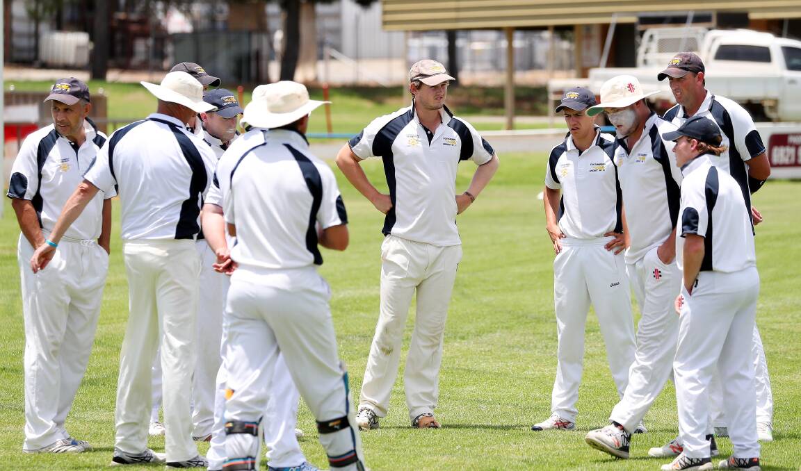 READY TO GO: Cootamundra celebrate a wicket in the win over Temora last month. Cootamundra will host Griffith on Sunday. Picture: Kieren L Tilly