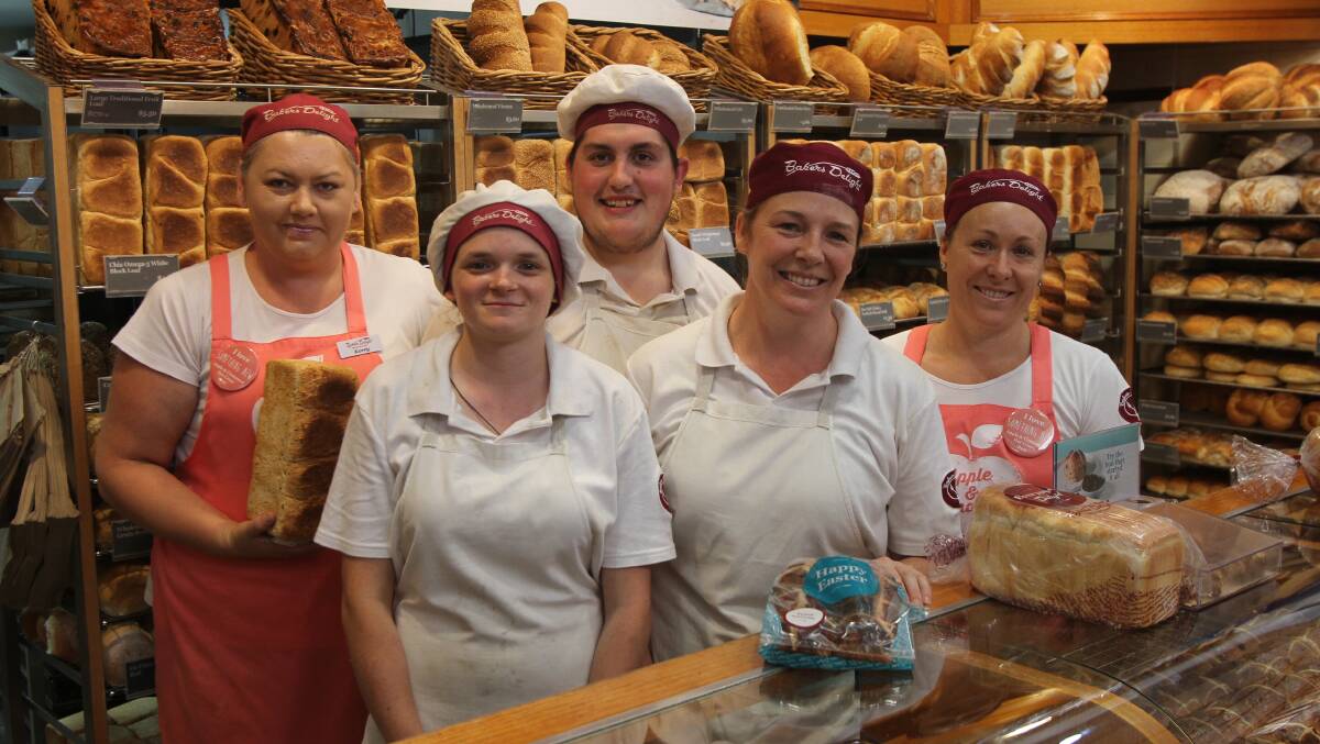 A HANDFUL of the many staff members at Bakers Delight in Griffin Plaza, (from left) Kerry, Jessica, Damien, franchise owner Sheradine and Carmen.