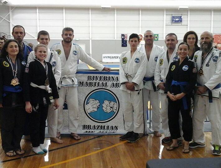 HUGE HAUL: The Riverina Martial Arts Brazilian Jiu Jitsu team that fought at the 2016 Victorian Jiu Jitsu State Championship. Picture: Supplied