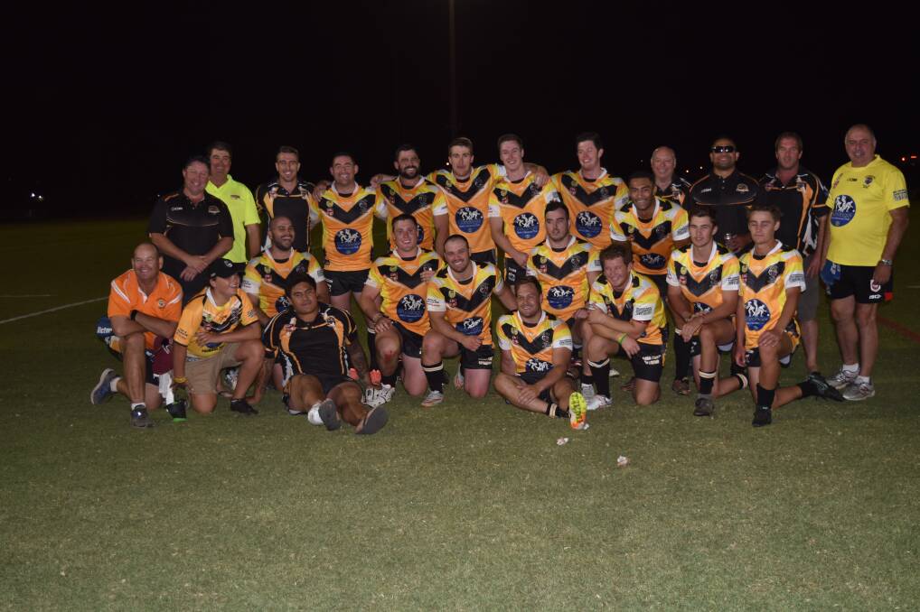 REPEAT EFFORT: Gundagai celebrates back-to-back wins at the West Wyalong Knockout after defeating Southcity 16-4 in Saturday's final. PHOTO: Ben Jaffrey