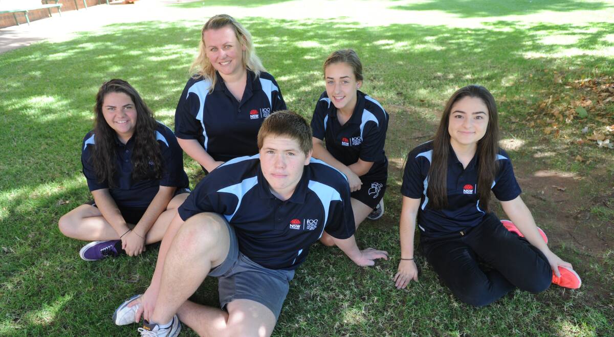 EXCITED: Madison Penrith, Miss Venessa Horne, Tom Martin, Jorja Waring-Bryant and Giulia Zanotto. Picture: Anthony Stipo.
