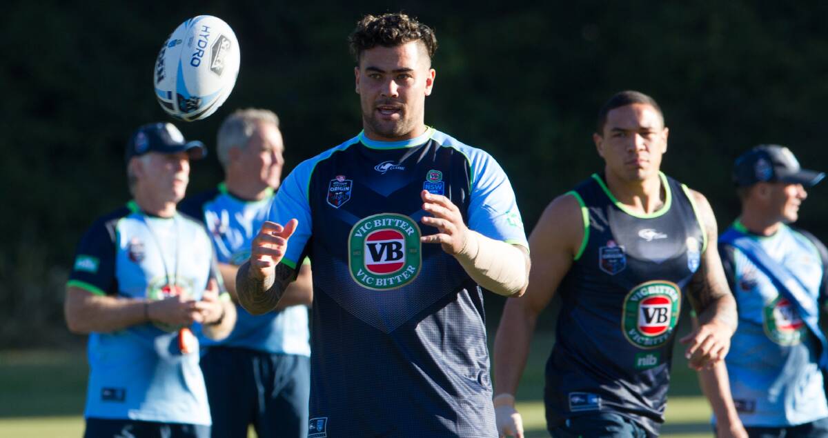 GAME TIME: Andrew Fifita at NSW State of Origin team training in Coffs Harbour. Picture: Janie Barrett