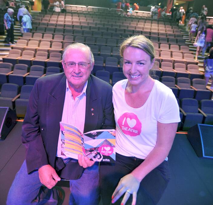 RELAUNCH: Mayor John Dal Broi and theatre director Sarah Boon help launch the Griffith Regional Theatre's 2015 season. Picture: Anthony Stipo.