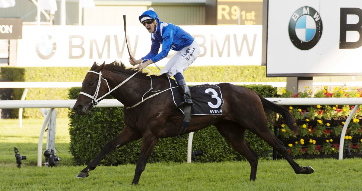 HUGE WIN: Winx, pictured being ridden by Hugh Bowman earlier this year, won The Cox Plate on Saturday. Picture: James Brickwood