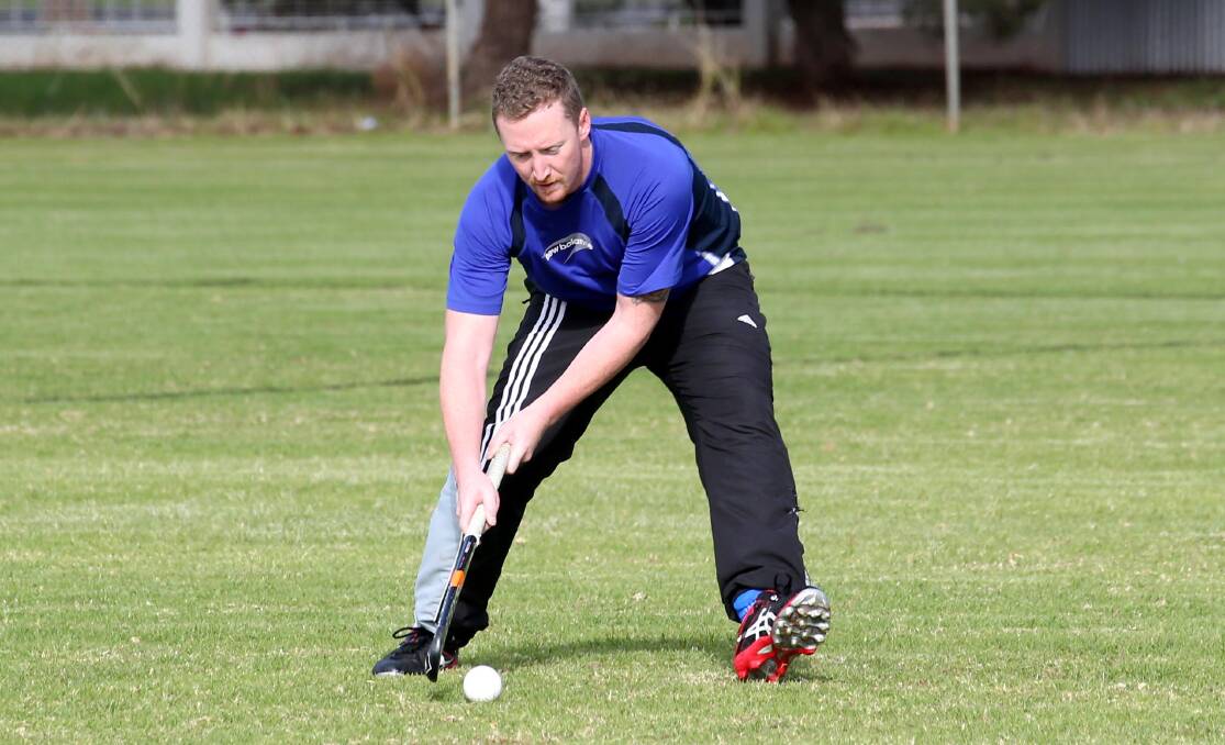 POWER: Astral Pool's Scott Congdon takes a shot at goal against Exies on Saturday. Picture: Anthony Stipo