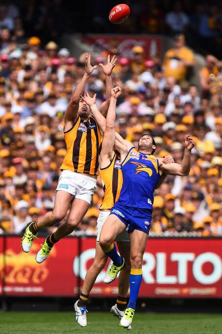 CAN JJMP: Brian Lake shows his marking ability during last year's grand final. Picture: Getty Images