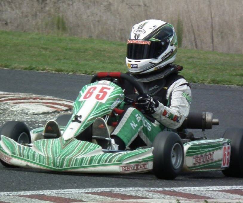 LAP 'EM: Noah Sands competes in the KA4 junior heavy class at Orange at the weekend. Noah finished second overall on the day. Picture: Contributed