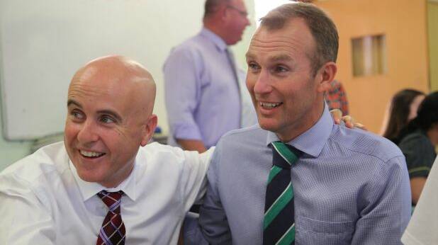 Member for Murray Adrian Piccoli and NSW Education Minister Rob Stokes in Griffith recently.