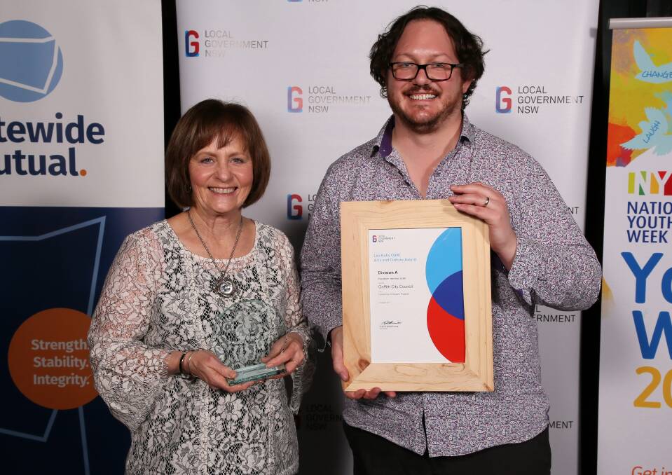 WINNERS: Representing Council at the Awards last Thursday was Ms Dummett and Ray Wholohan, Regional Art Gallery Coordinator.

