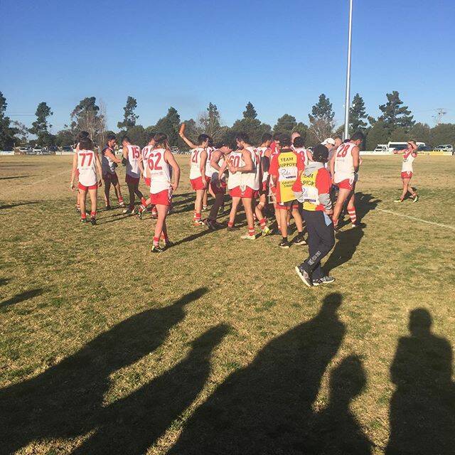 FINES: The Griffith Swans seniors side celebrated a victory long and hard on Sunday afternoon and evening. #ANgriffith