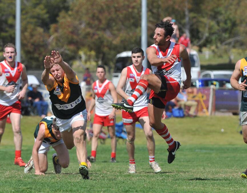 CLEAR: Griffith's Joe Schirripa was named best on ground for the Swans in his side's 2015 grand final loss to Collingullie-Glenfield Park's.