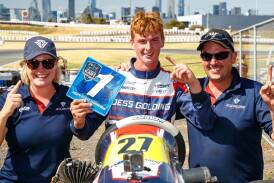 Luca Belardo (middle) was all smiles after claiming the Victorian State Title after finishing first over the three-day event. Picture supplied