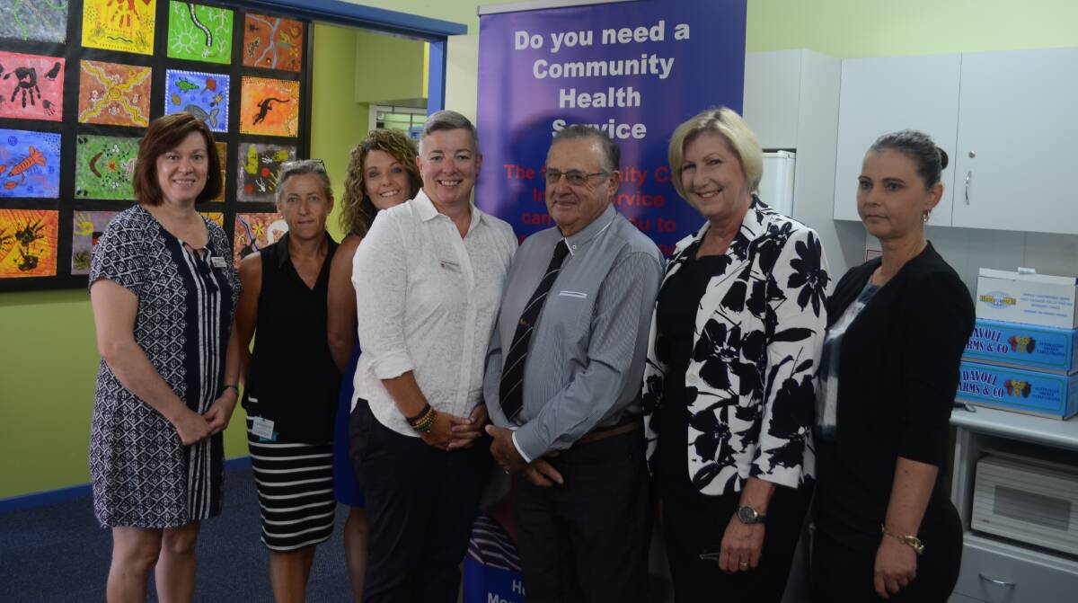 HEALTH LAUNCH: Margaret King, Sandra Royal, Summa Stephens, Sue Wealands, John Dal Broi, Jill Ludford and Fiona Renshaw at the CCIS launch in Griffith. PHOTO Liam Warren