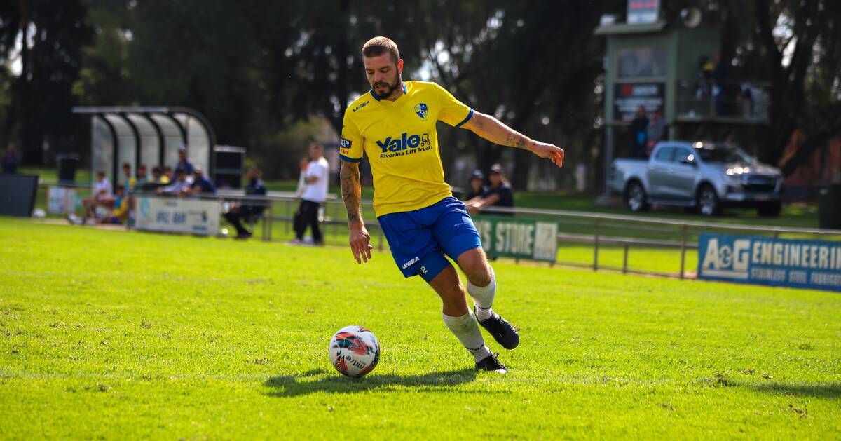 Darren Bailey converted from the penalty spot which levelled the score in the second half of Yoogali SC's cup clash with Tuggeranong. Picture by Declan Smith