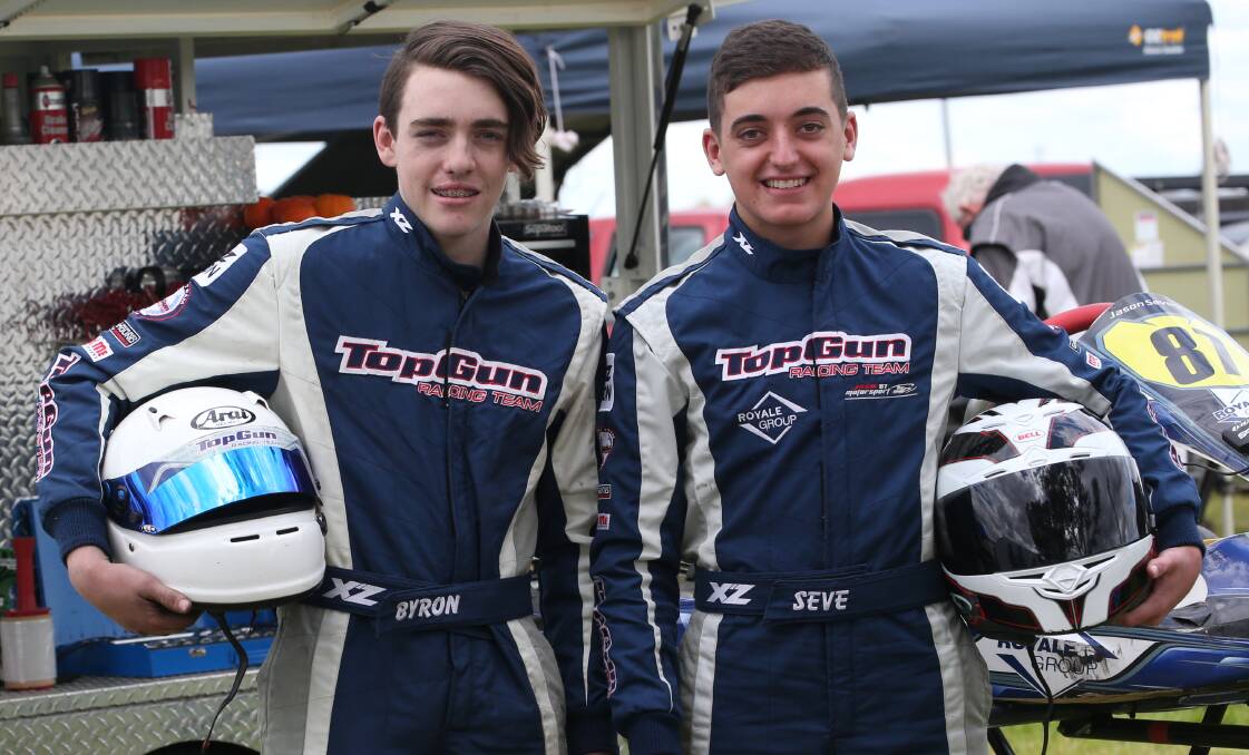Rising stars: Byron Woolner and Jason Severino have been competing in an Australia wide go-karting competition. Picture: Anthony Stipo