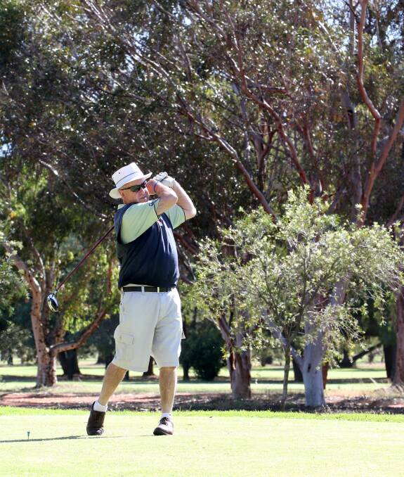 TEE OFF: Steven Crowe sends one down the straight at the Griffith Golf Club at the weekend. Picture: Anthony Stipo