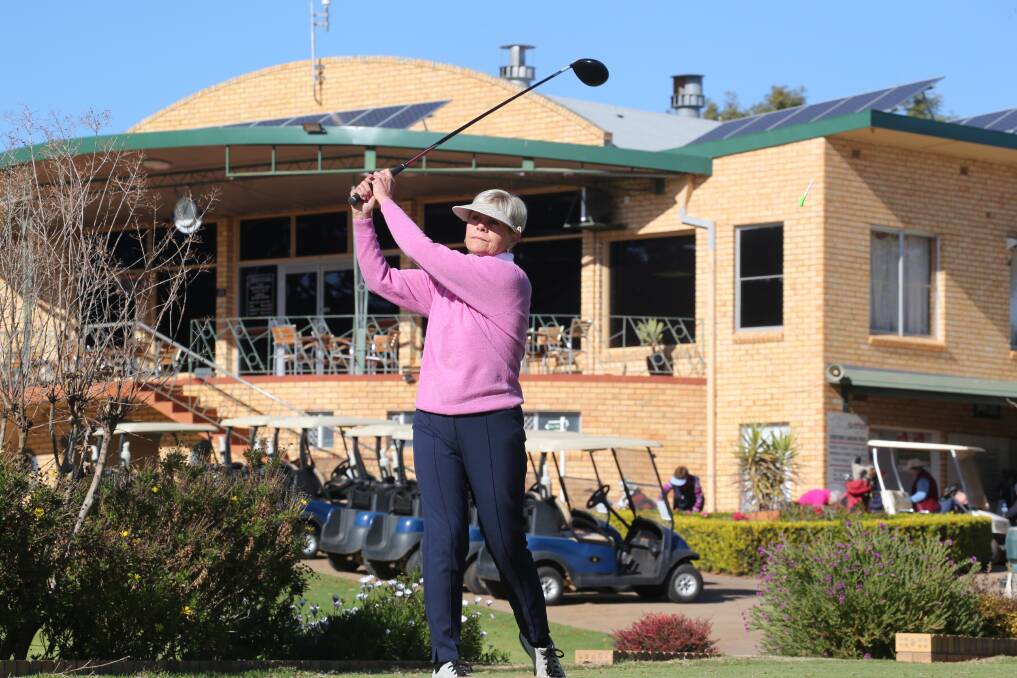 LOOKING FORWARD: Anne Thacker looks down the fairway at Griffith Golf Club at the weekend. Picture: Anthony Stipo