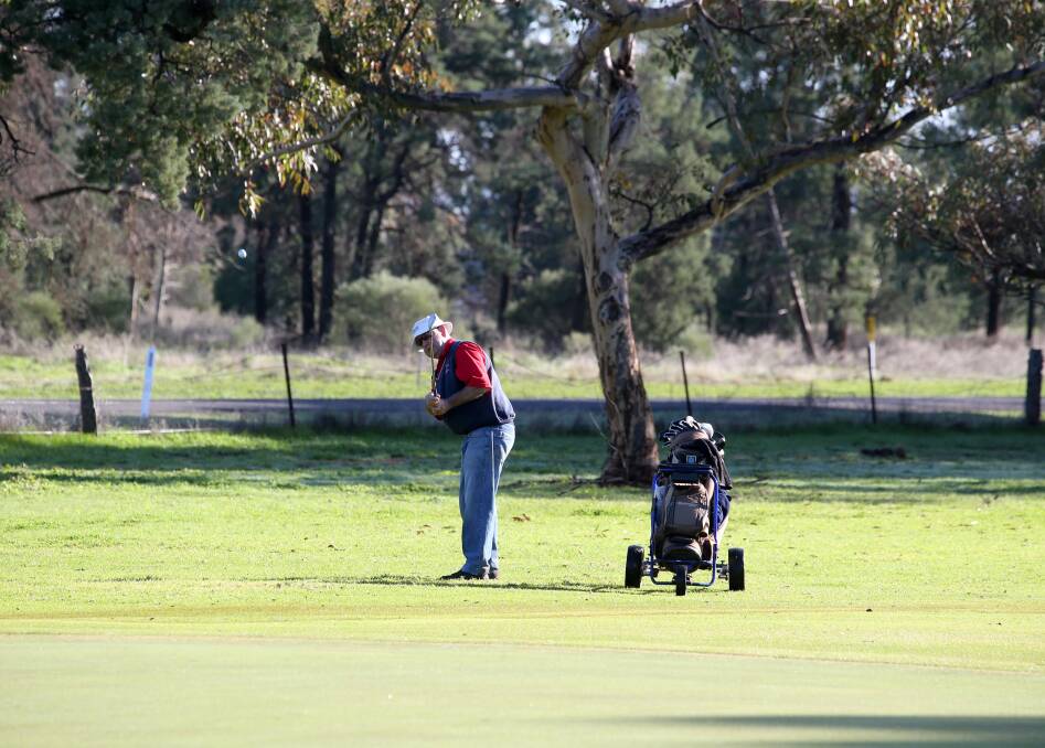 WIDE OPEN: Stephen Crow has plenty of room to move at the Griffith Golf Club at the weekend. Picture: Anthony Stipo