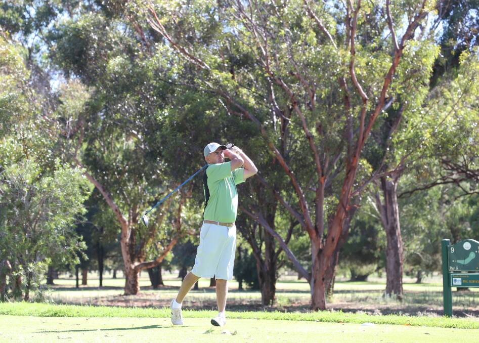 ​GREEN, ON THE GREEN: Terry Greedy shows good form at the Griffith Golf Club at the weekend. Picture: Anthony Stipo