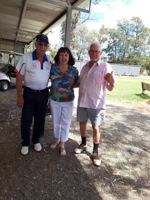HONOUR: Jeff Harmon, Maryanne Sinca and Lidio Bisa at the Peter Sinca Memorial Day held at the Yenda Golf Course.
