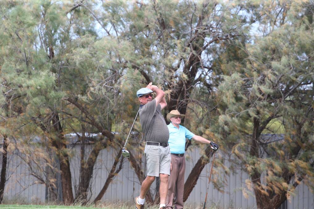 ON THE GREEN: Bruce Smith sends a ball towards the green at the Griffith Golf Club at the weekend. Picture: Anthony Stipo