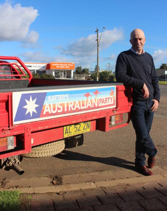 FIX THE MDBP: Katter’s Australian Party NSW senate candidate, Tom Harris, was in Griffith this week, spreading the word. Picture: Riley Krause.