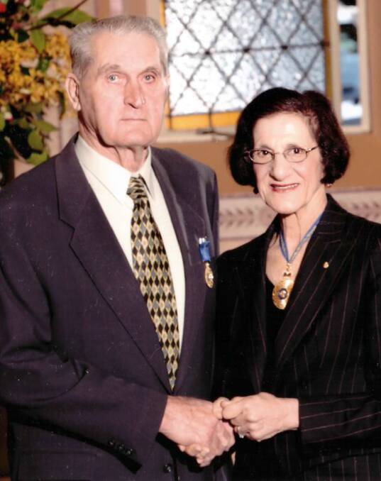 R.I.P:  Giovanni Toscan with former NSW Governor Dame Marie Bashir on the day of receiving his Medal of the Order of Australia. Picture: Supplied.