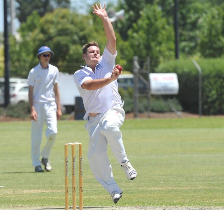 AGGRESSIVE: Coro Club paceman Chris Mansell is about to send down a thunderbolt in the clash against Exies. Picture: Ben Jaffrey