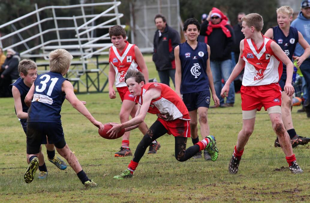 Max Findlay looking to avoid a defender at Exies Oval
