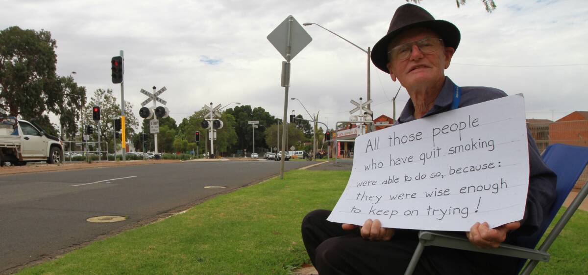 RETIRING: Griffith's 'anti-smoke' man Arthur Johnson is looking for someone to carry on his campaign to warn people of the dangers of smoking.