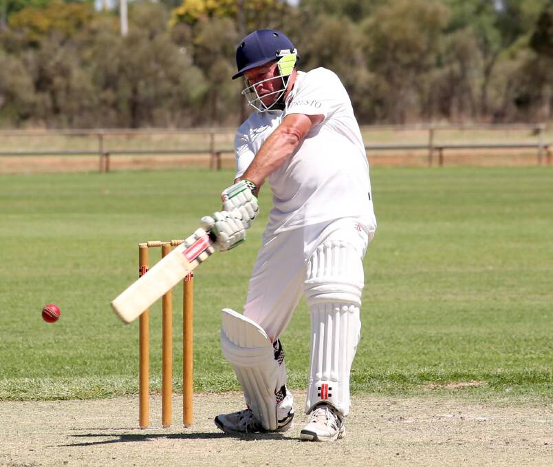 BRUTE FORCE: Mark O'Connor slashes one through the covers during a spectacular knock. 
Picture: Anthony Stipo