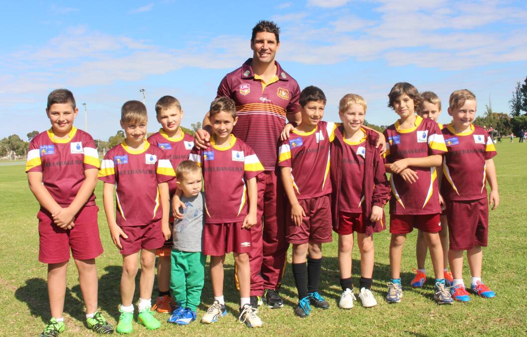 POPULAR: Country coach Trent Barrett with members of the Beelbangerra Trent Barrett Shield side at Jubilee Park. Picture: Andrew Piva