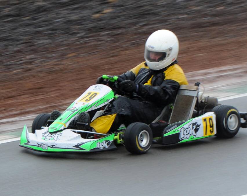 ON PACE: Kristopher Centofanti races at the state titles at Griffith Kart Club. Picture: Anthony Stipo 