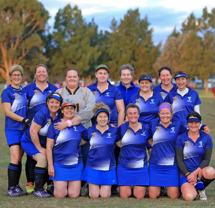 TOP THREE: The Griffith women's players are all smiles after finishing third at the Women's Masters Hockey Field State Championships in Bathurst. Picture: Supplied