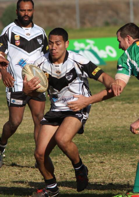 SPACE: Black and Whites player Gospel Toru has room to move against the Leeton Greens. Picture: John Gray