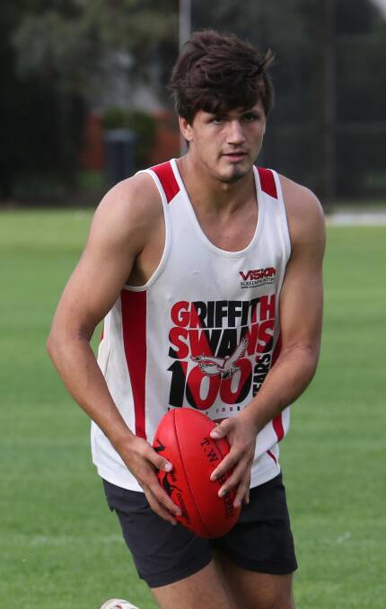 ON TARGET: Charlie Cunial kicked four goals for Griffith. Picture: Anthony Stipo